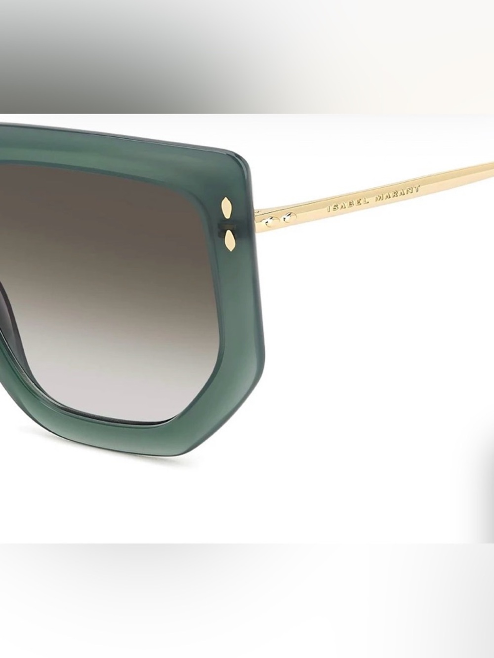 Isabel Marant Green Oversized Square Sunglasses with Gold Bridge - Picture 2 of 4
